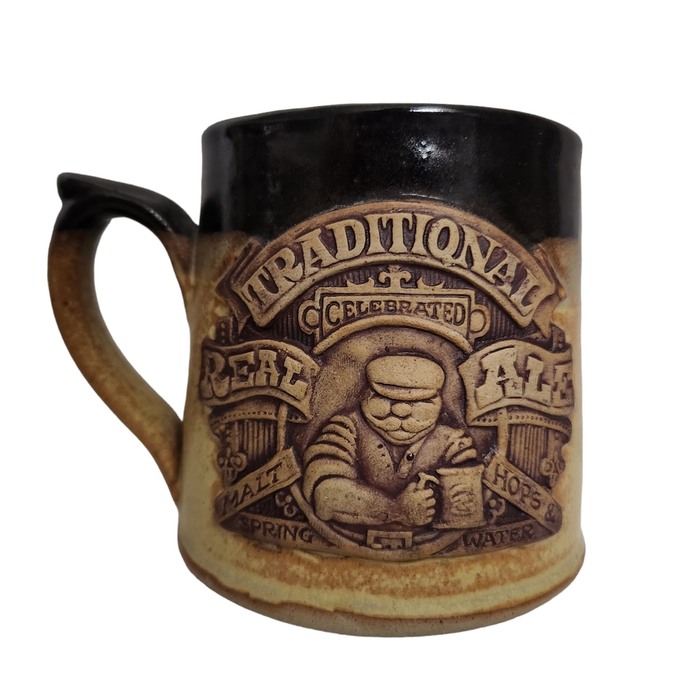 Art Pottery 0 oz. Beer Stein Cup Mug "Traditional Celebrated Real Ale"